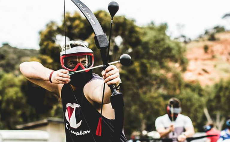 archery player aiming