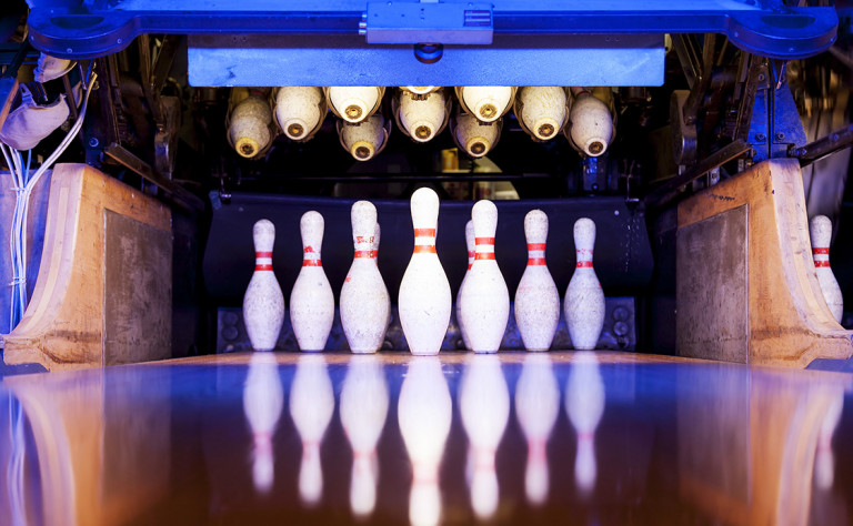 pins at bowling alley